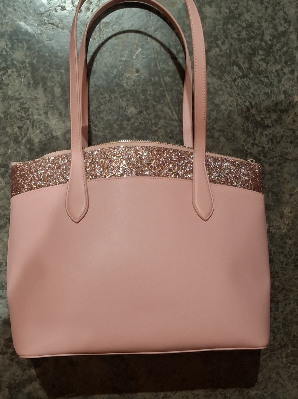 Kate Spade Blush Pink and Rose Gold Glitter Purse/Tote